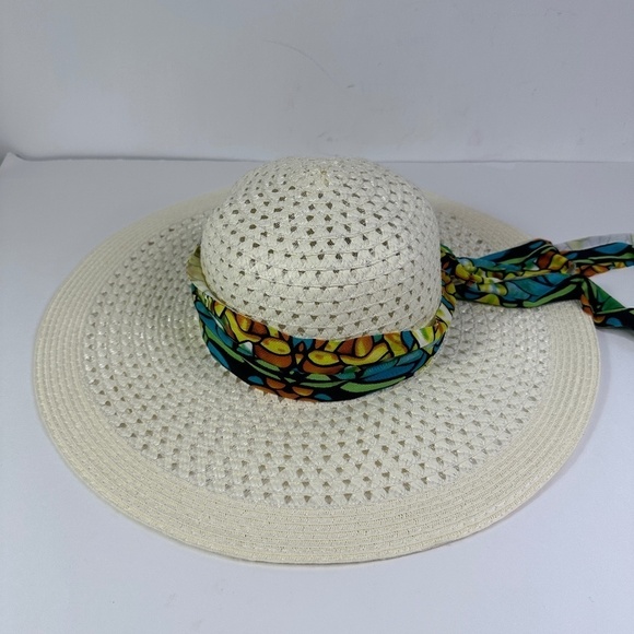 L’atelier Du Sac Cream 100% Straw Made In Italy Sun Hat - Picture 1 of 9